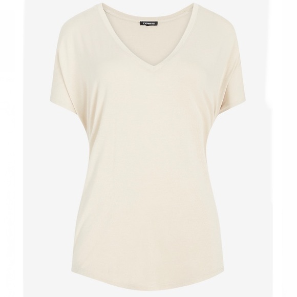 Express Beige Relaxed V-Neck London Tee Size XL - Picture 4 of 10